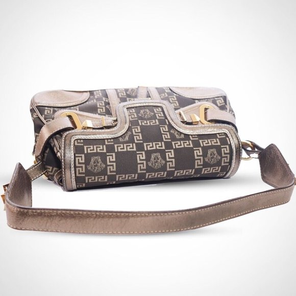 Versace Women Handbag Black/Gold Tone Shoulder Bag Made in Italy Authentic - Picture 4 of 11